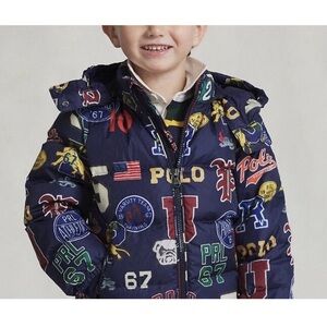 Polo by Ralph Lauren Navy Patchwork Logo Puffer Jacket